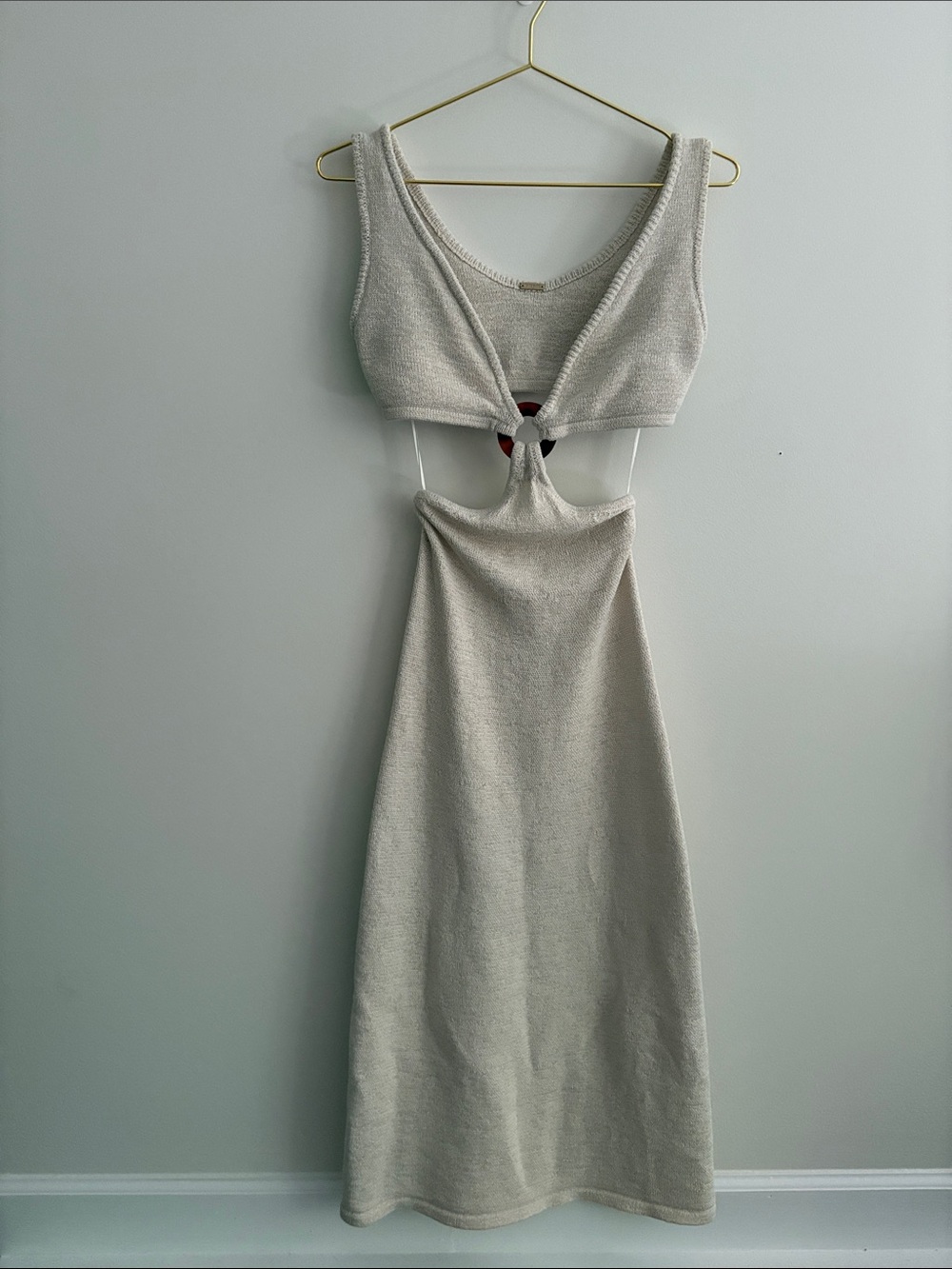 Cult Gaia Bank Knit Dress in Cream Beachy Open Back & Sides Vacation Size S